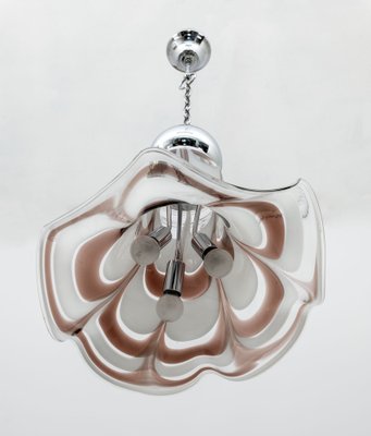 Mid-Century Modern Murano Glass and Steel Pendant from AV Mazzega, Italy, 1970s-FER-1736996