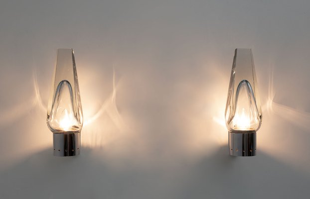 Mid-Century Modern Murano Glass Sconces by Flavio Poli for Seguso, 1960s, Set of 2-FER-1742418