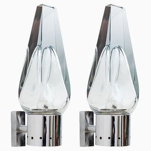 Mid-Century Modern Murano Glass Sconces by Flavio Poli for Seguso, 1960s, Set of 2-FER-1742418