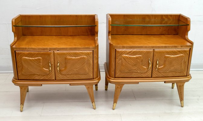 Mid-Century Modern Nightstands in Ashwood, Italy, 1950s, Set of 2-FER-765648