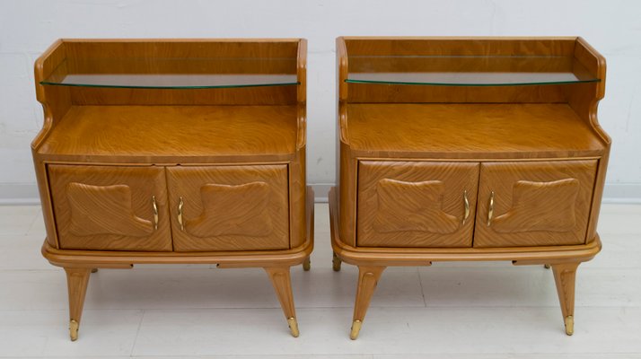 Mid-Century Modern Nightstands in Ashwood, Italy, 1950s, Set of 2-FER-765648