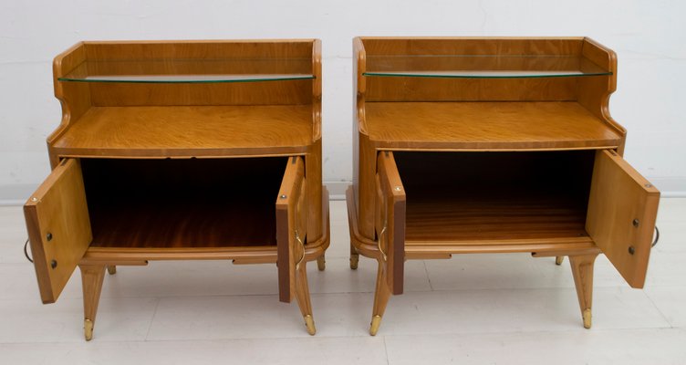 Mid-Century Modern Nightstands in Ashwood, Italy, 1950s, Set of 2-FER-765648