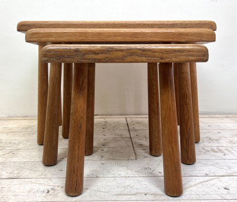 Mid-Century Modern Oak Nesting Tables from Oisterwijk, Netherlands, 1970s, Set of 3-WZZ-1408789