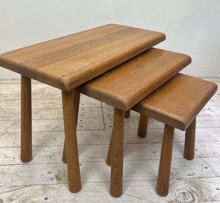 Mid-Century Modern Oak Nesting Tables from Oisterwijk, Netherlands, 1970s, Set of 3-WZZ-1408789