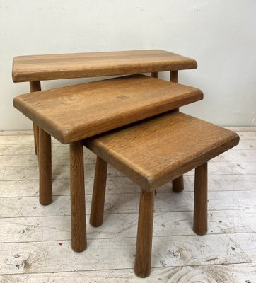 Mid-Century Modern Oak Nesting Tables from Oisterwijk, Netherlands, 1970s, Set of 3-WZZ-1408789