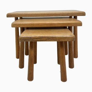 Mid-Century Modern Oak Nesting Tables from Oisterwijk, Netherlands, 1970s, Set of 3-WZZ-1408789