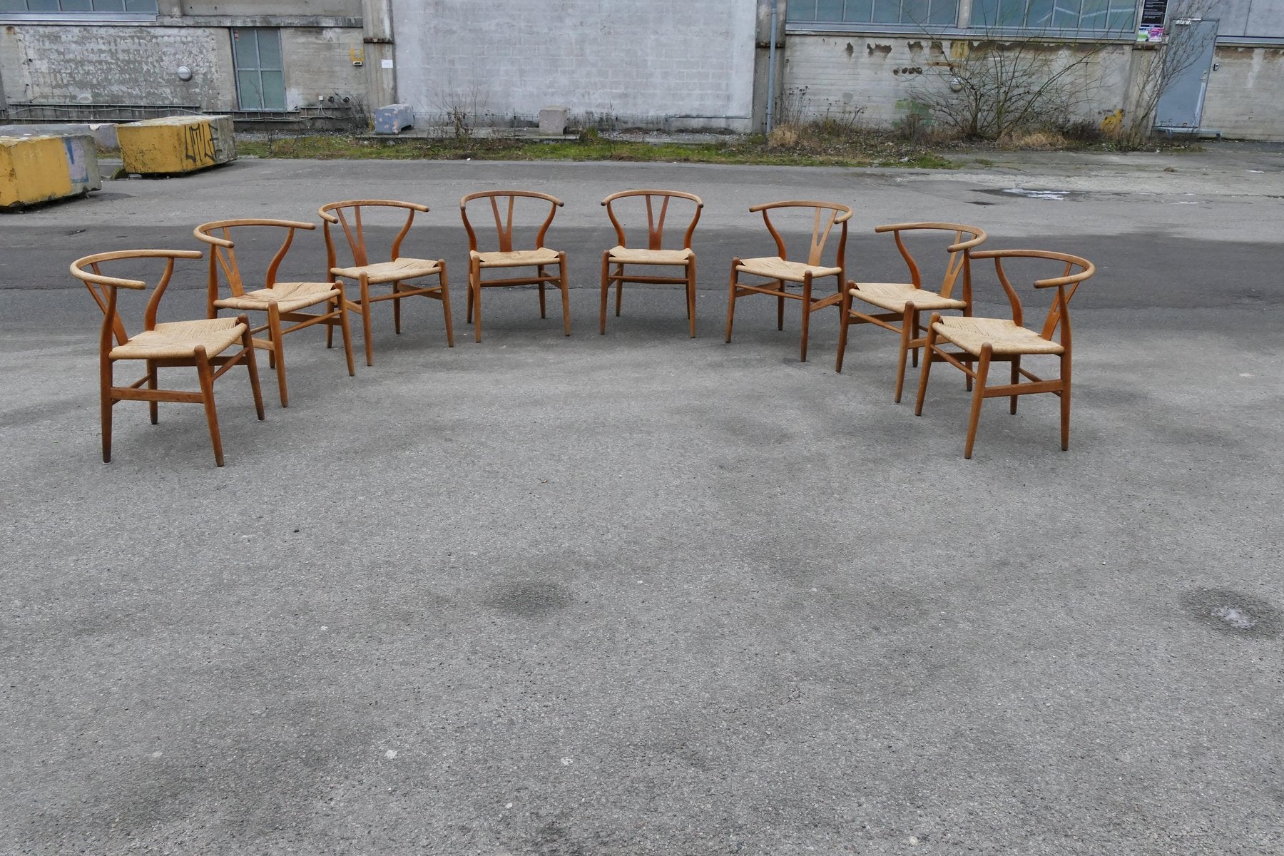 Mid-Century Modern Oak Wishbone Chairs by Hans Wegner, Set of 8