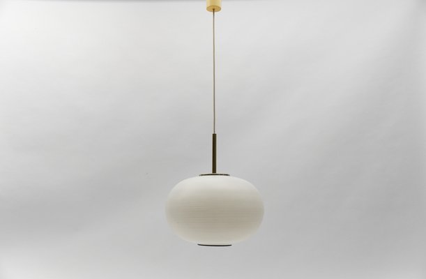 Mid-Century Modern Opaline Glass Ball Pendant Lamp by Doria Leuchten, Germany, 1960s-KQB-1734089