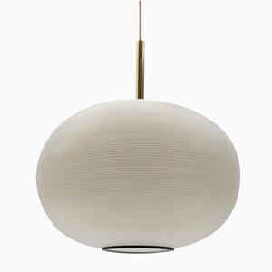 Mid-Century Modern Opaline Glass Ball Pendant Lamp by Doria Leuchten, Germany, 1960s-KQB-1734089