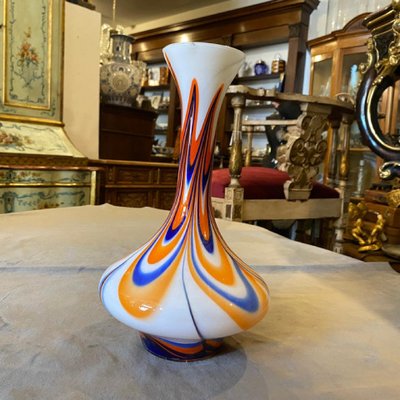 Mid-Century Modern Orange and Blue Opaline Vase from Carlo Moretti, 1970s-NMK-1060022