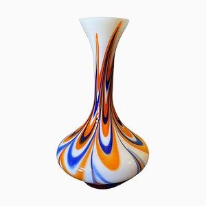 Mid-Century Modern Orange and Blue Opaline Vase from Carlo Moretti, 1970s-NMK-1060022