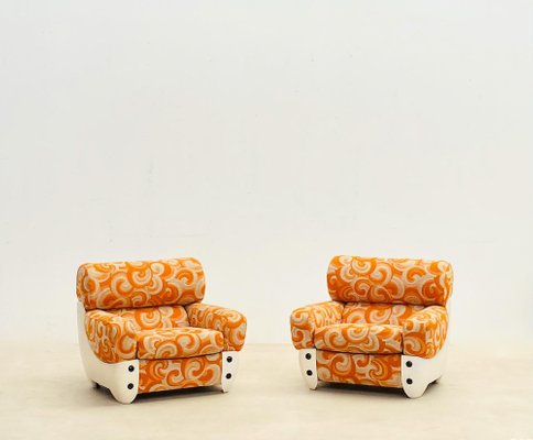 Mid-Century Modern Orange Armchairs, Italy, 1970s, Set of 2-FGA-1333588