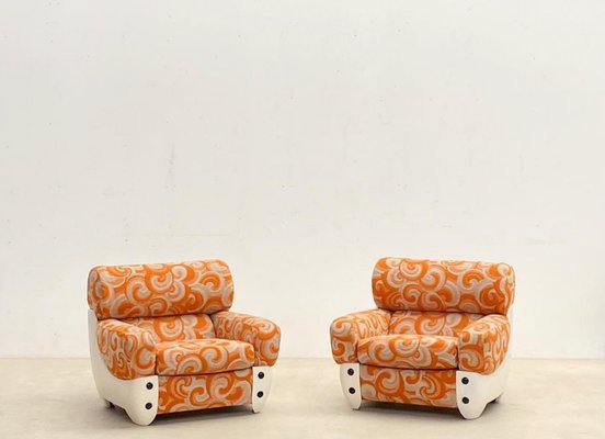 Mid-Century Modern Orange Armchairs, Italy, 1970s, Set of 2-FGA-1333588