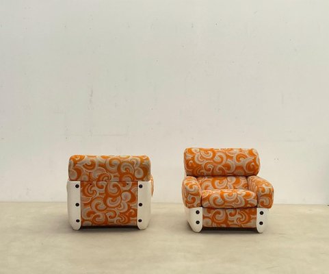 Mid-Century Modern Orange Armchairs, Italy, 1970s, Set of 2-FGA-1333588