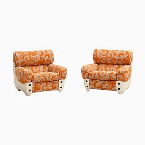 Mid-Century Modern Orange Armchairs, Italy, 1970s, Set of 2-FGA-1333588