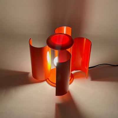 Mid-Century Modern Orange Louvred Table Lamp from D.A. Lamperti, 1960s-YSC-2024767