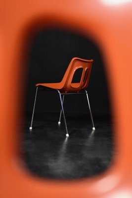 Mid-Century Modern Orange Plastic and Chrome Chairs from Plasson, 1960s, Set of 2-ZAA-1792511