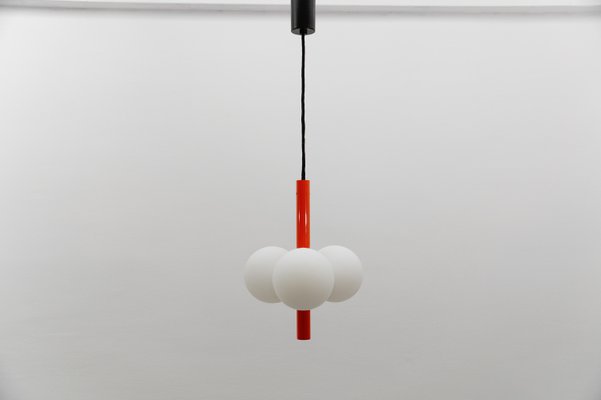 Mid-Century Modern Orange - White Sputnik Pendant Lamp by Kaiser Leuchten, Germany, 1960s-KQB-2028009