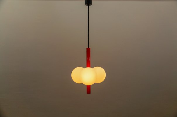 Mid-Century Modern Orange - White Sputnik Pendant Lamp by Kaiser Leuchten, Germany, 1960s-KQB-2028009