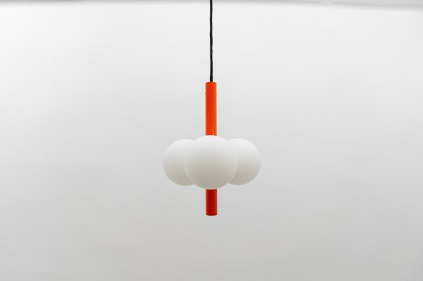 Mid-Century Modern Orange - White Sputnik Pendant Lamp by Kaiser Leuchten, Germany, 1960s-KQB-2028009