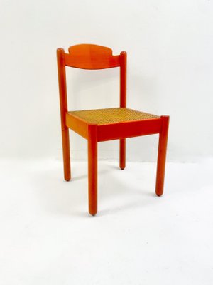 Mid-Century Modern Orange Wooden Chairs, Italy, 1960s, Set of 6-FGA-1317344