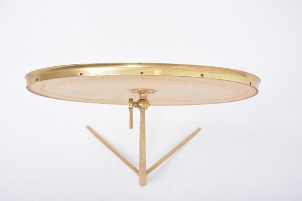 Mid-Century Modern Oval Vanity Brass Table Mirror from Vereinigte Werkstätten Collection, 1960s-FN-695044