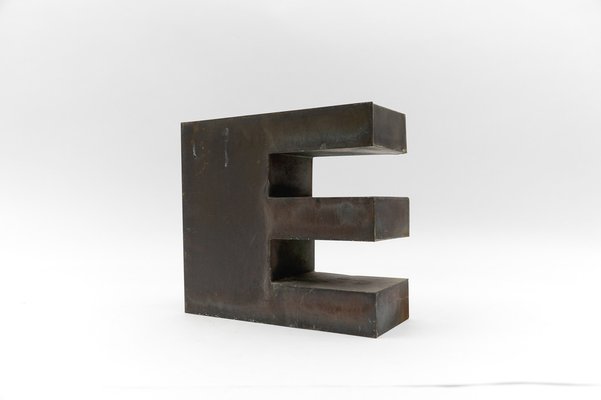 Mid-Century Modern Patinated Copper Letter E, Germany, 1960s-1970s-KQB-1736128