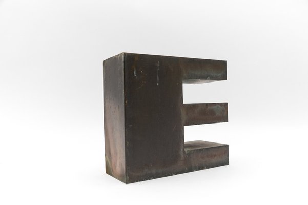 Mid-Century Modern Patinated Copper Letter E, Germany, 1960s-1970s-KQB-1736128