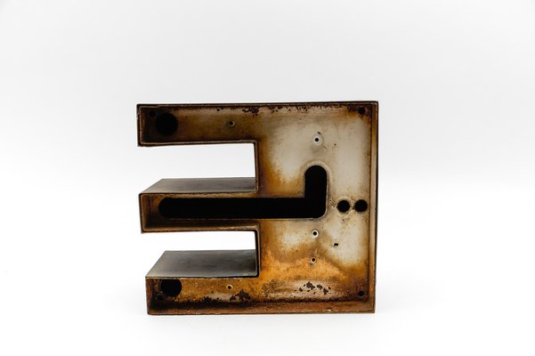 Mid-Century Modern Patinated Copper Letter E, Germany, 1960s-1970s-KQB-1736128