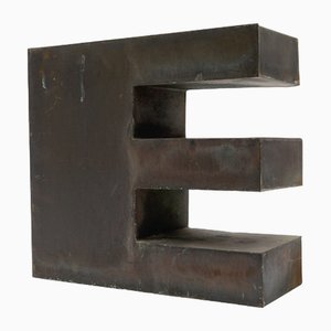 Mid-Century Modern Patinated Copper Letter E, Germany, 1960s-1970s-KQB-1736128