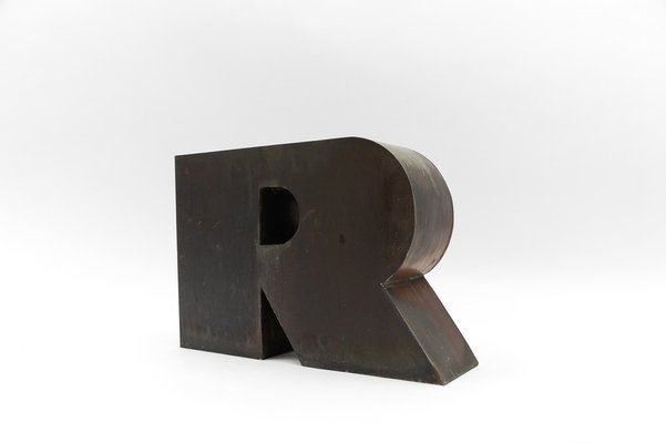 Mid-Century Modern Patinated Copper Letter R, 1960s-KQB-1736990