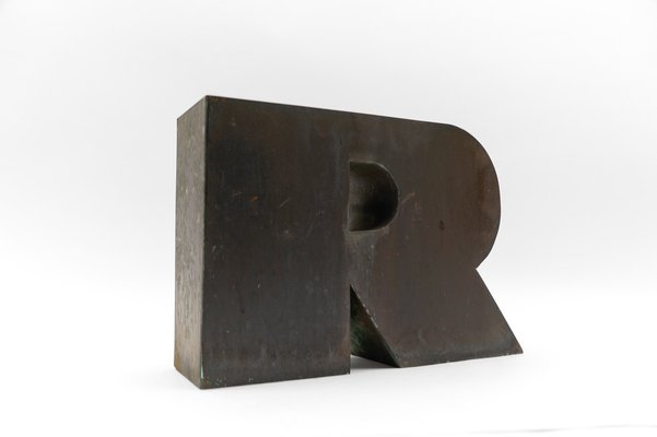 Mid-Century Modern Patinated Copper Letter R, 1960s-KQB-1736990