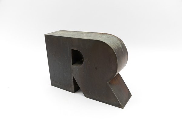 Mid-Century Modern Patinated Copper Letter R, 1960s-KQB-1736990