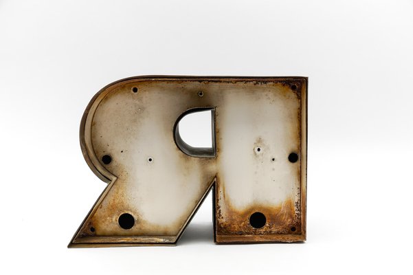 Mid-Century Modern Patinated Copper Letter R, 1960s-KQB-1736990