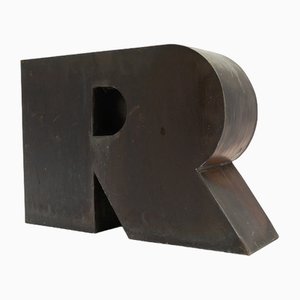 Mid-Century Modern Patinated Copper Letter R, 1960s-KQB-1736990