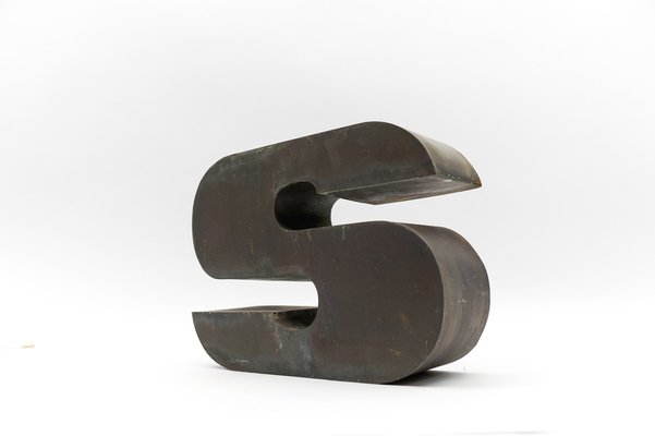 Mid-Century Modern Patinated Copper Letter S, Germany, 1970s-KQB-1735155