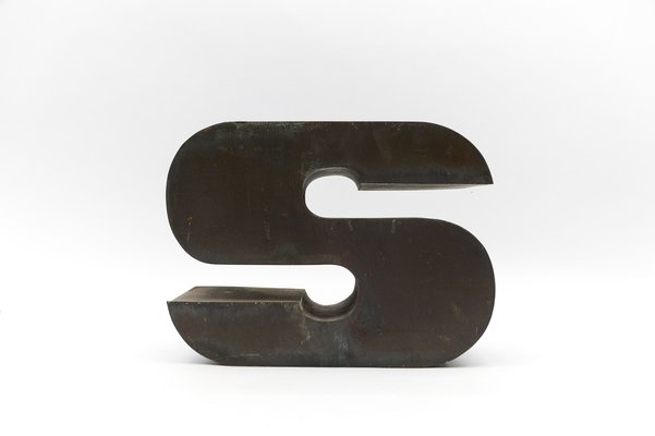 Mid-Century Modern Patinated Copper Letter S, Germany, 1970s-KQB-1735155