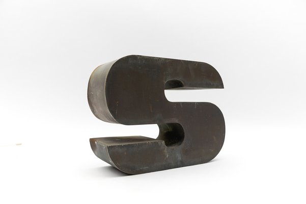 Mid-Century Modern Patinated Copper Letter S, Germany, 1970s-KQB-1735155