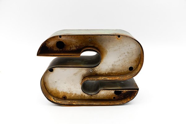 Mid-Century Modern Patinated Copper Letter S, Germany, 1970s-KQB-1735155