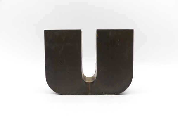 Mid-Century Modern Patinated Copper Letter U, Germany 1960s-1970s-KQB-1735819