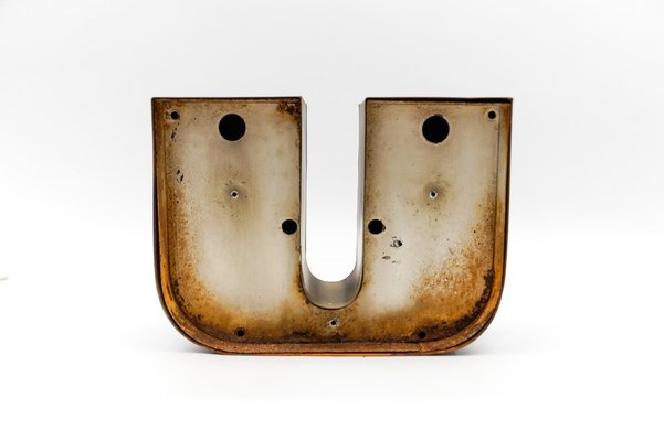 Mid-Century Modern Patinated Copper Letter U, Germany 1960s-1970s-KQB-1735819