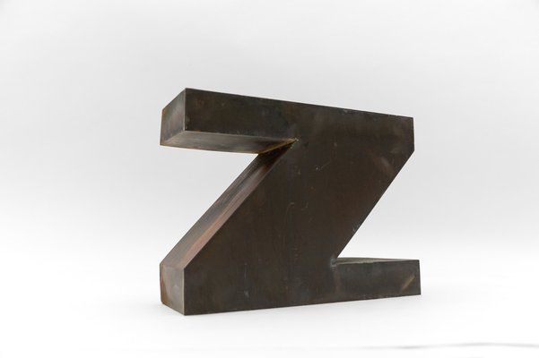 Mid-Century Modern Patinated Copper Letter Z, 1960s-KQB-1736987