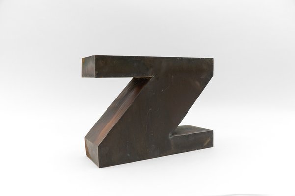 Mid-Century Modern Patinated Copper Letter Z, 1960s-KQB-1736987