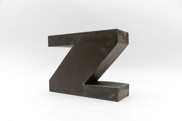 Mid-Century Modern Patinated Copper Letter Z, 1960s-KQB-1736987