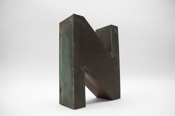 Mid-Century Modern Patinated Copper Letter Z, 1960s-KQB-1736987