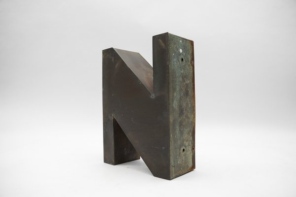 Mid-Century Modern Patinated Copper Letter Z, 1960s-KQB-1736987