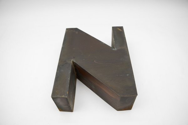 Mid-Century Modern Patinated Copper Letter Z, 1960s-KQB-1736987