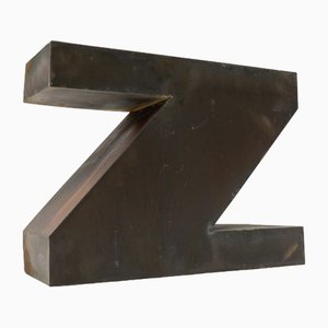 Mid-Century Modern Patinated Copper Letter Z, 1960s-KQB-1736987