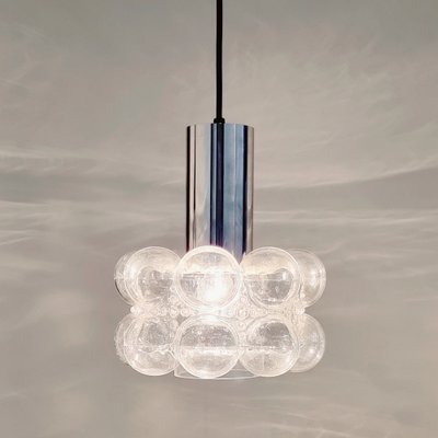 Mid-Century Modern Pendant in Bubble Glass and Chrome by Helena Tynell for Limburg, 1960s-BMM-1607955