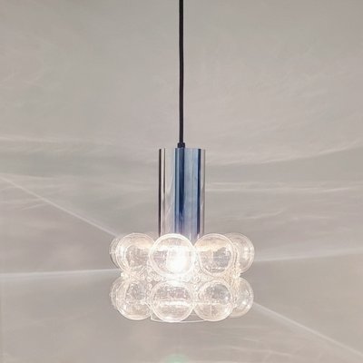 Mid-Century Modern Pendant in Bubble Glass and Chrome by Helena Tynell for Limburg, 1960s-BMM-1607955